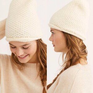 NWT Free People Dreamland Knit Beanie Hat Toque Ivory White New With‎ Tags Boho